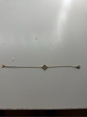 Delicate Gold Clover Bracelet with Pavé Accents